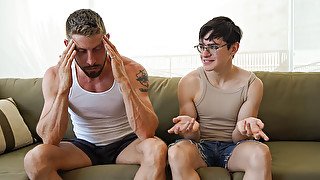 Muscular male ass fucks young boy in loud family home perversions
