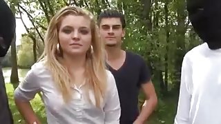 sexy blonde 20y first gangbang