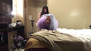 Sissy slut gets fucked from behind by dominatrix