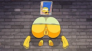 Marge Simpsons Gets Ass Fucked While Stuck In Wall