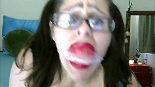 Gagged webcam model! (episode 1 of 2)