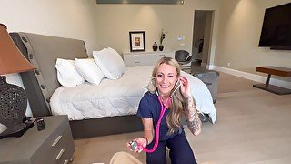 Nurse Bella sucks her patient's cock till he explodes cum