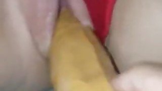 My gf cums and creams over thick dildo.