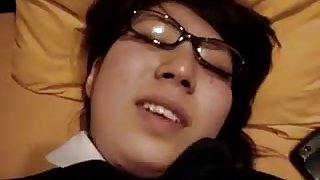 Japanese glasses girl blowjob and fuck