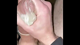 Huge cumshot in condom