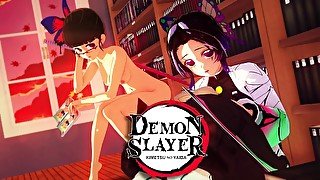 SHINOBU & KANAO DEMON SLAYER SPEND A PLEASANT EVENING RIDING TANJIRO'S BIG DICK - HENTAI 3D + POV