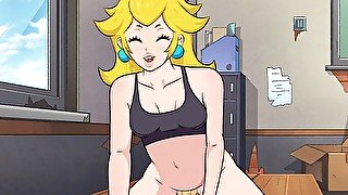 Princess Peach Riding Reverse Cowgirl Creampie Front View - Hole House