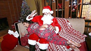 Santa spanked Apatow latina and screwed in her hairy pussy...