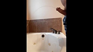 Bathtub Pissing With A Hard Cock