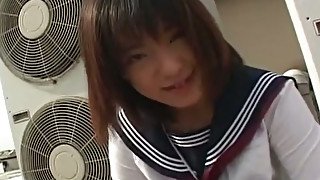 Spoiled Asian GF Rino Sayaka gets wild with fuck hungry freak on the roof of high rise building