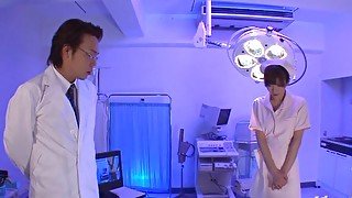 Naughty Japanese nurse Mai Hanano gets pleasured by the doctor