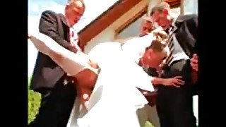 Gangbang of a hot bride with pissing