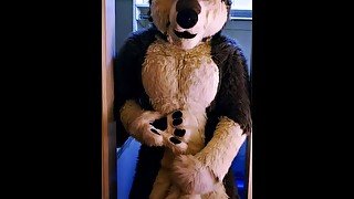 wolf fursuit sheath paw off and cum 💦