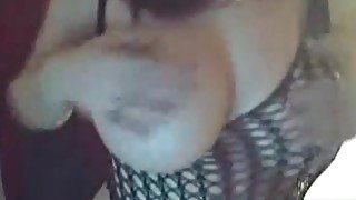 My MILF Exposed Busty amateur wife in fishnet top teasing