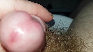 Showing off my pubes, uncut cock and hairy legs!