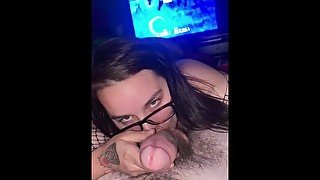 Goth slut sucks big cock