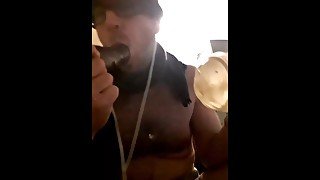 MasturbaBULL- Crazy Gooner Guy licks fleshlight and dildo