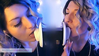 SFW ASMR - DOUBLE EARGASM - Ear To Ear Tingles - PASTEL ROSIE Brain Melting Tingly Ear Licking