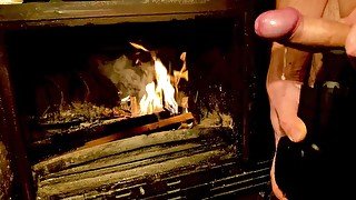 Fire and handjob with a vibrator, beautiful view.