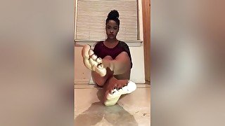 Showing My Feet And Round Juicy Booty All At Once With Sexy Chocolate