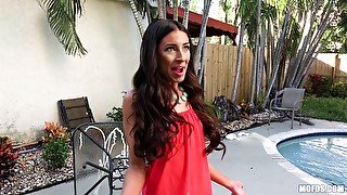 Brunette Latina MILF Cameron Canela takes every last drop in her mouth