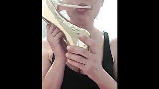 Smoking and licking sucking my high heels play with shoe