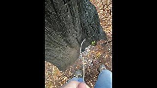 Pissing on a tree, get on your knees like a good girl😈😈😈😈