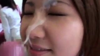 japanese girl takes a good facial