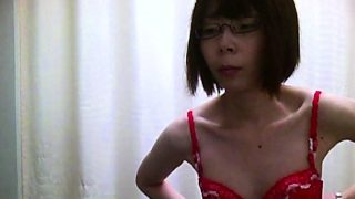 Skinny Asian babes with small boobs remove their bras in dr