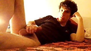 Twink masturbating in the bed and moaning soft