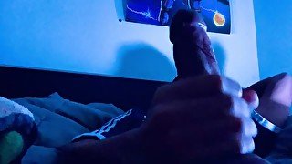 Laying Down & Stroking 8 inch Cock