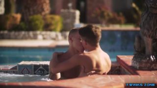 Brunette twink anal sex and cumshot