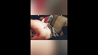 Making me squirt on the couch so I ruin his orgasm with post cum torture