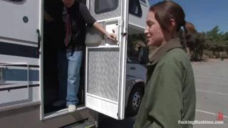 Trailer living hottie fucks machines