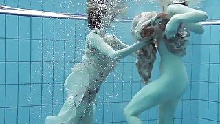 Hot lesbian show underwater