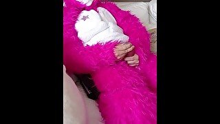 Hot Pink Furry bunny playing with his dick