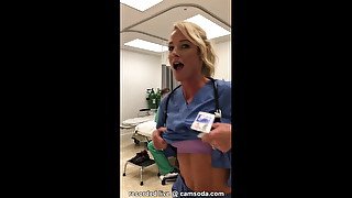 Milf nurse gets fired for showing pussy