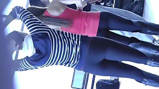 Candid teen 18+ cheerleaders dancing in leggings