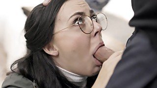 Whitney Wright in glasses is sucking the cock