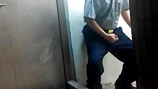 China.night shift. Station Guard.jerking off