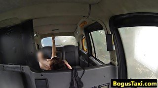 Busty backseat hottie banged on taxi