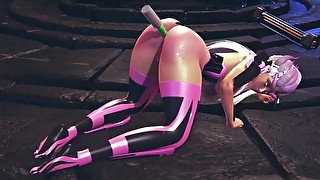 Alien girl on an alien planet takes anal beads up her ass  3D Hentai