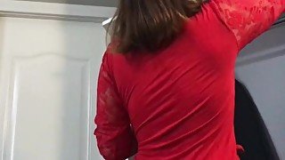 French milf caught me jerking off and helped me cum