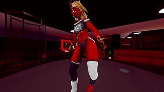 Femboy demon striptease in VR