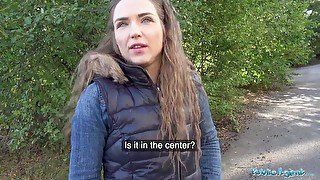 Sexy Brunette gets pounded by stranger on the lake in public agent reality POV