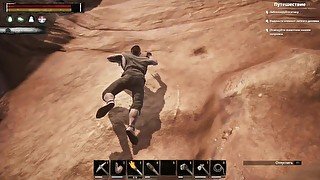 Conan Exiles game 18+ climbing going for iron ore