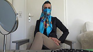 Worn 4 different satin scarf masks with a headscarf