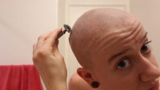 GIRL SHAVES HEAD SMOOTH