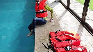 Clothed Life Jacket Comparison In Pool