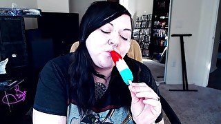 Pierced Cutie Enjoys a Flirty Frozen Treat (Sucking, Mouth Fetish)